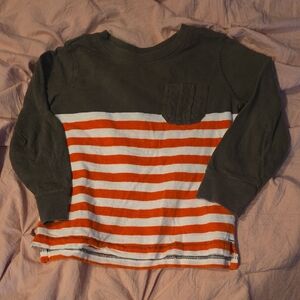 Old Navy Kids Long Sleeve Shirt - Orange and Green Stripes